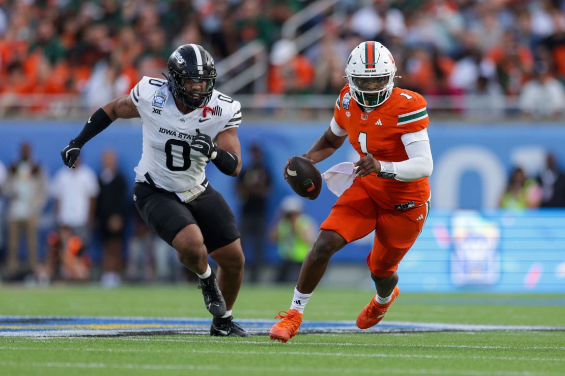 Miami Hurricanes quarterback Cam Ward broke the NCAA Division I record for most touchdown passes.