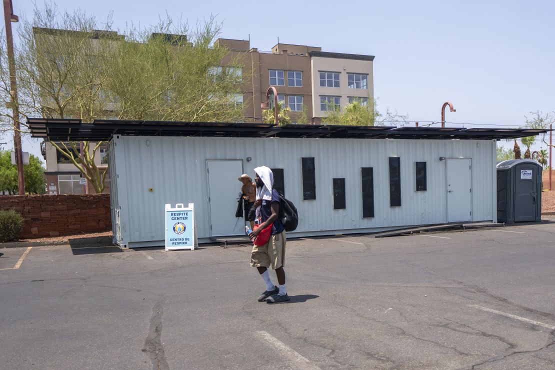 A heat respite center at Burton Barr Central Library just north of downtown Phoenix.