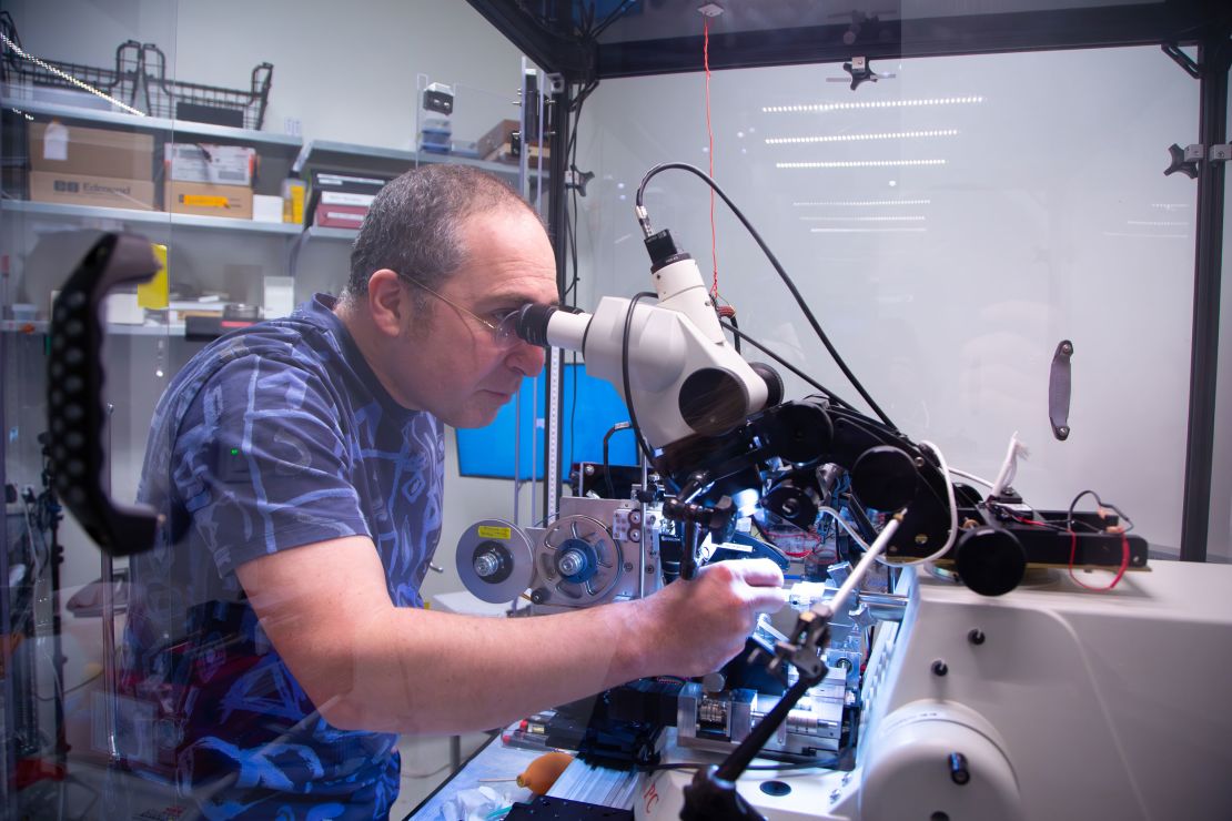 Dr. Nuno Maçarico da Costa, an investigator associated with the Allen Institute for Brain Science, works in the electron microscopy laboratory.