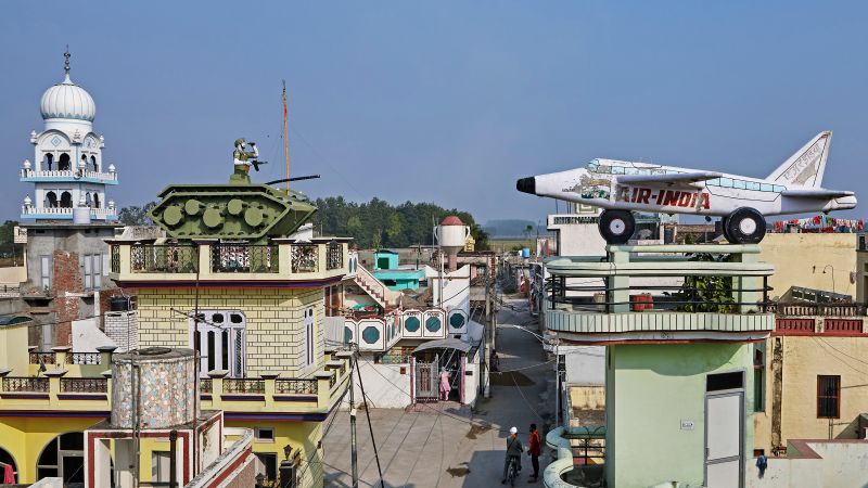 The Indian villages with rooftop sculptures of planes, tanks and cars