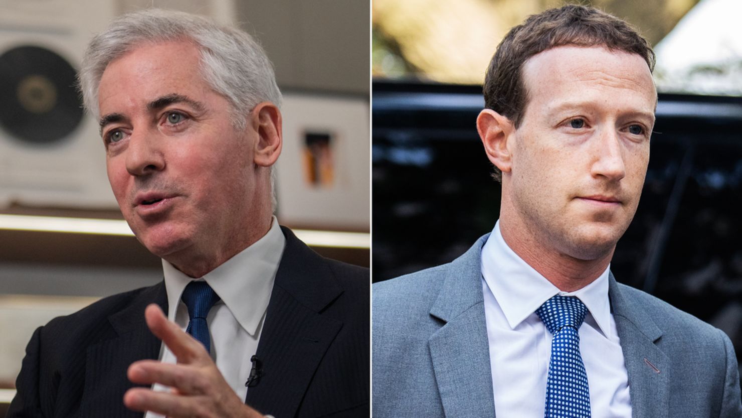 Left: Bill Ackman, CEO of Pershing Square Capital Management; Right: Mark Zuckerberg, CEO of Meta.