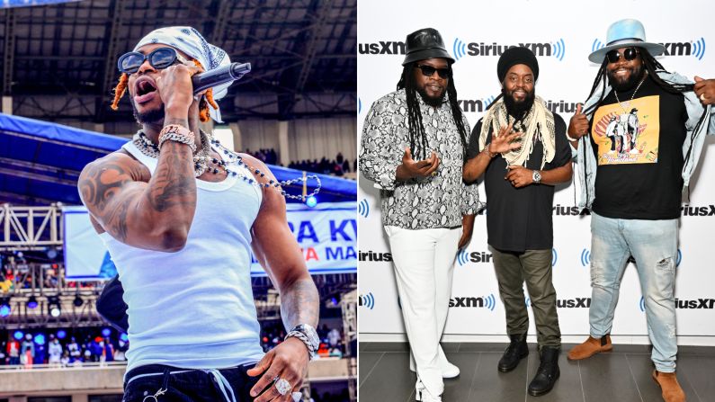 <strong>"Hallelujah"- Diamond Platnumz & Morgan Heritage</strong><br />Tanzanian artist Diamond Platnumz (left) and Jamaican reggae band Morgan Heritage (right) released?“Hallelujah” in 2017. The song merges Diamond Platnumz's bongo flava style with Morgan Heritage's Reggae roots, resulting in a vibrant fusion of African and Caribbean sounds. With uplifting lyrics and infectious rhythms, “Hallelujah” became a hit in East Africa and beyond, showcasing the artists' ability to bridge cultures through music.