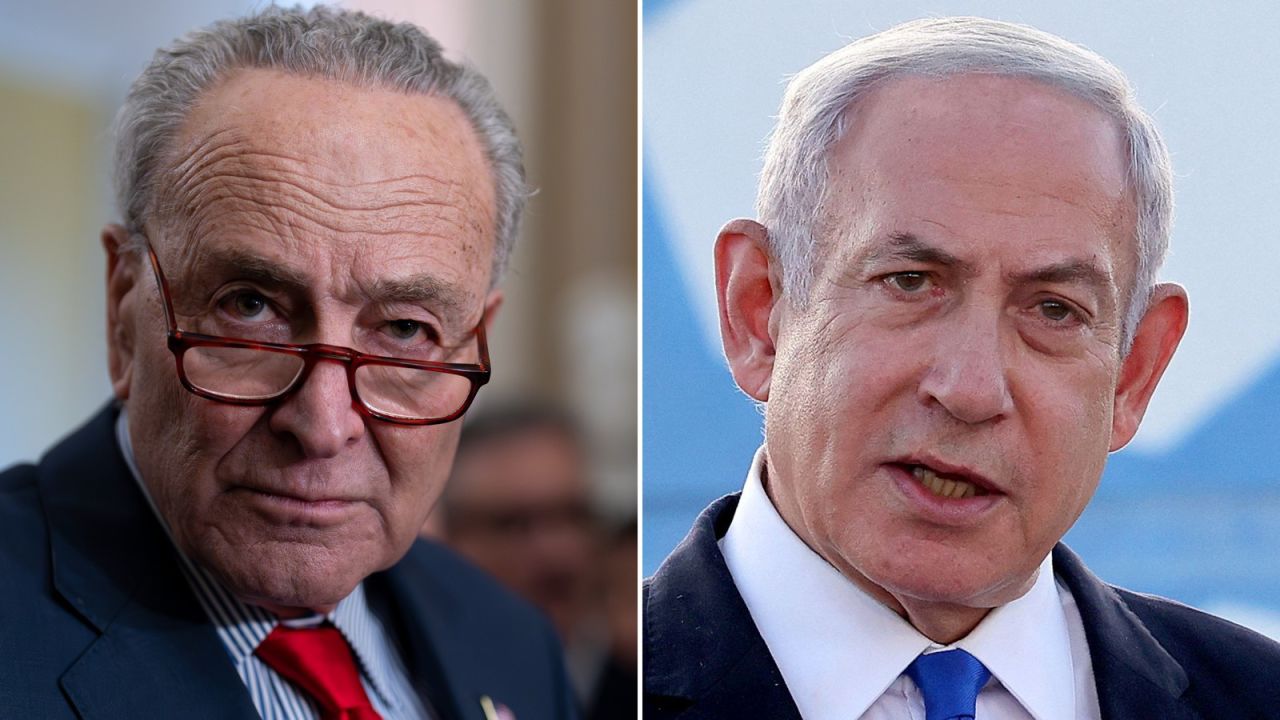 From left, Senate Majority Leader Chuck Schumer and Prime Minister Benjamin Netanyahu.