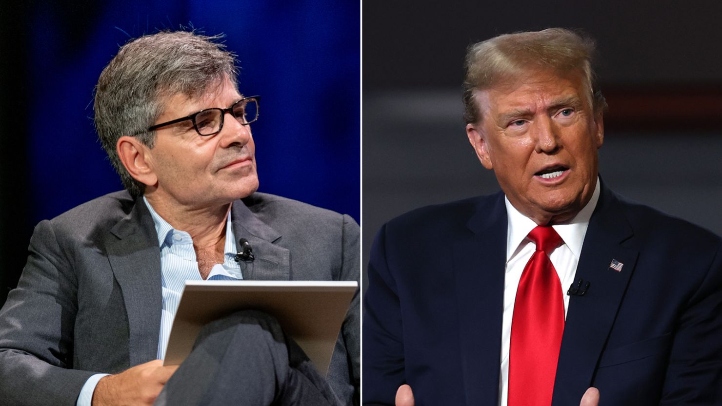 George Stephanopoulos (L) and Donald Trump (R).