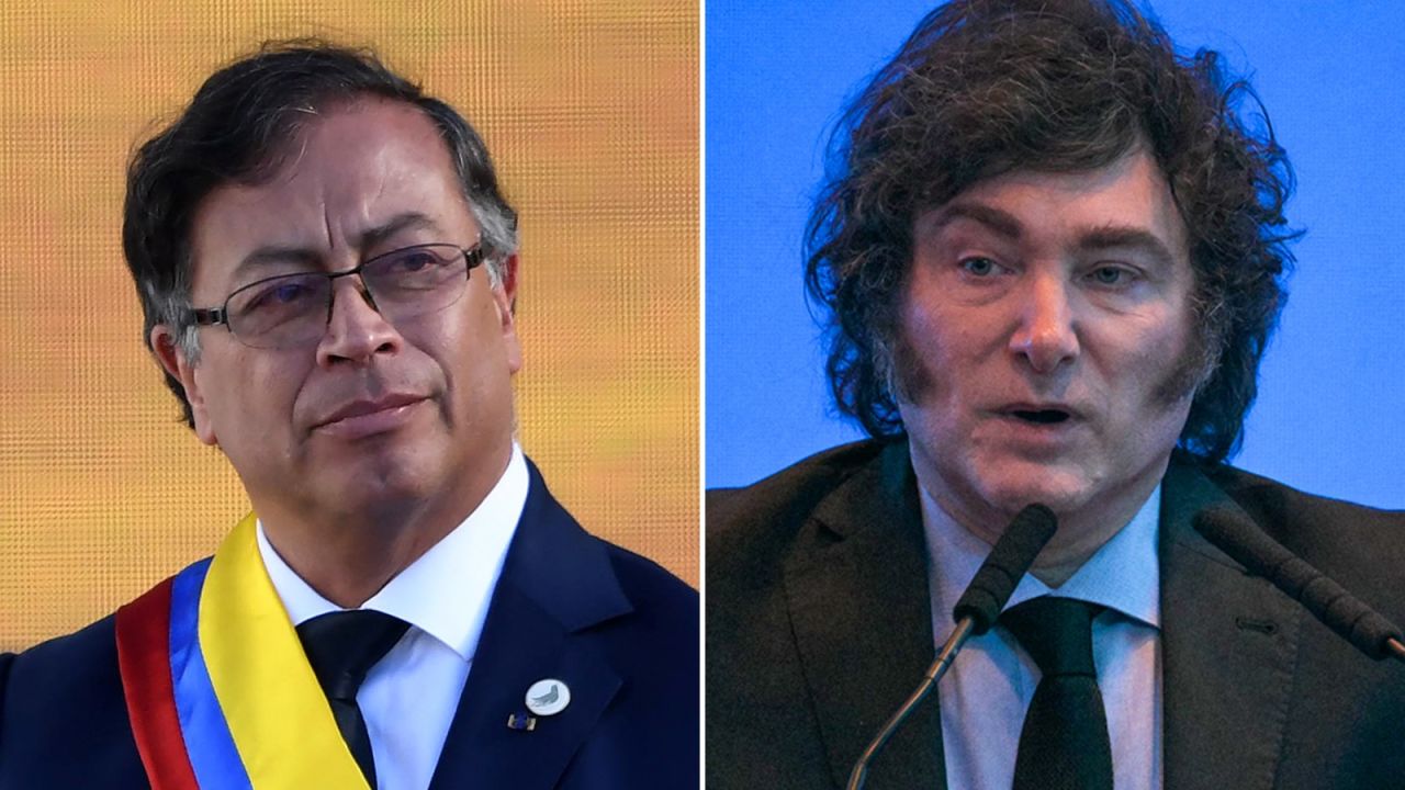 From left, Colombia's President Gustavo Petro and Argentina's President Javier Milei.