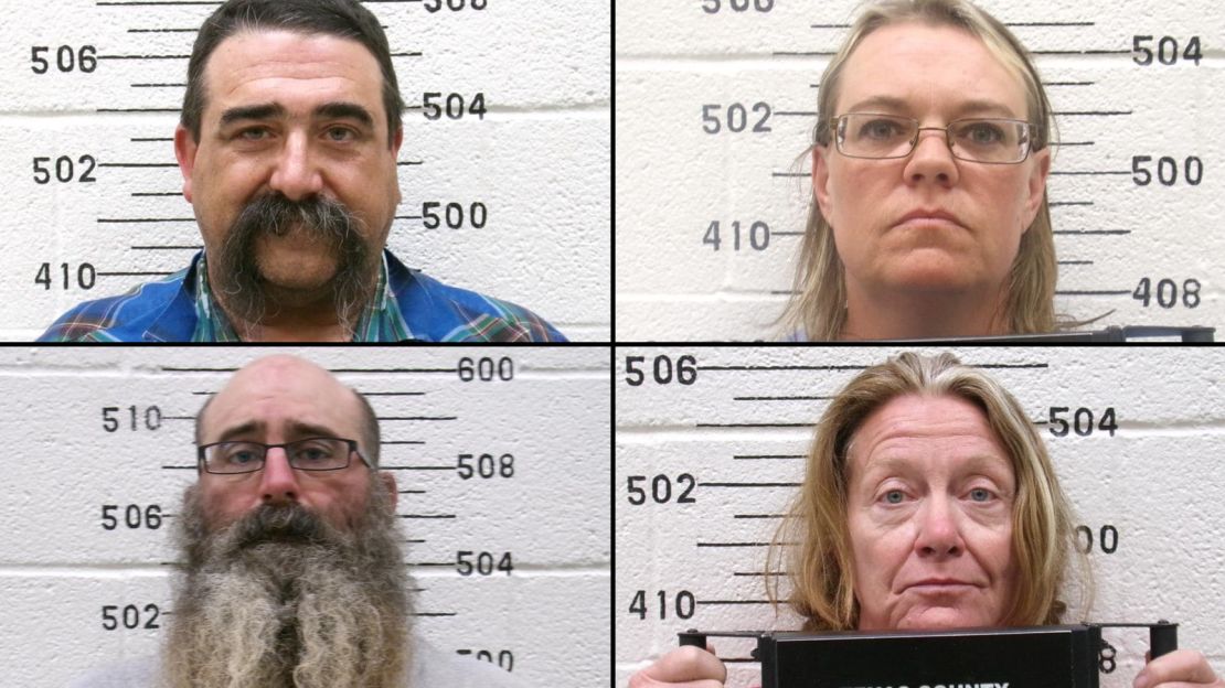 From top left, moving clockwise: Cole Early Twombly, Cora Twombly, Tifany Machel Adams and Tad Bert Cullum. Each faces two charges of first-degree murder, two charges of kidnapping and one charge of conspiracy to commit murder in the first-degree, according to state officials.