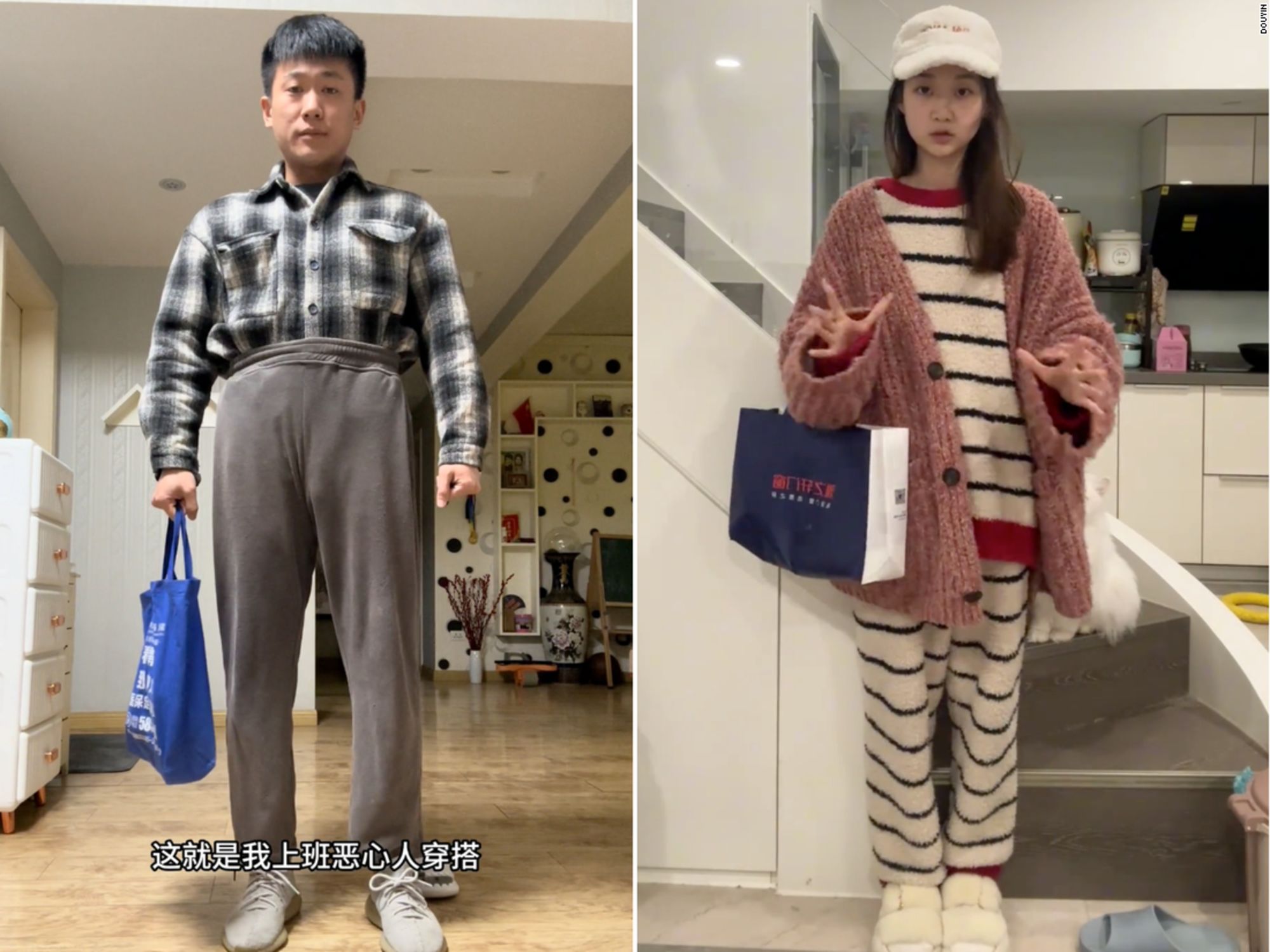 Social media users post their 'gross outfits' on platforms like Douyin, China's TikTok.