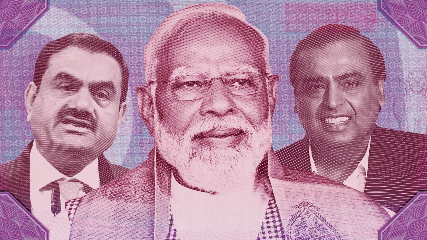 Gautam Adani (left), Narendra Modi (center) and Mukesh Ambani (right) are building modern India.