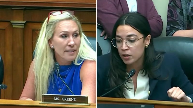 Video: Marjorie Taylor Greene clashes with Ocasio-Cortez as hearing devolves into chaos