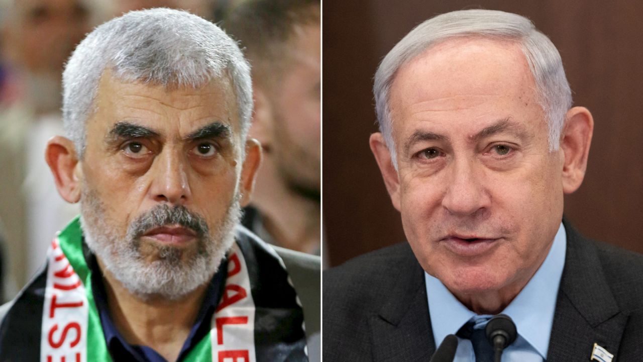 Hamas leader Yahya Sinwar and Israeli Prime Minister Benjamin Netanyahu