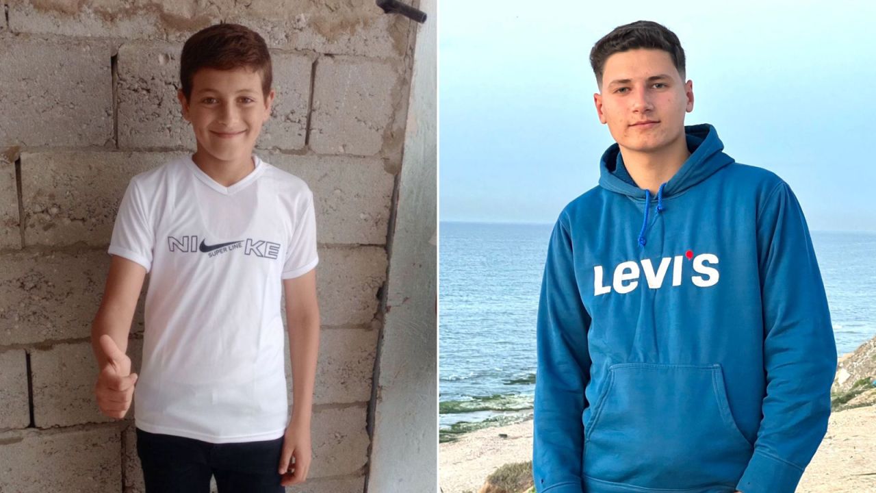 Rasha Abdel Miqdad says two of her children, Yamen, 12 (left), and Mumen, 16 (right), sustained bullet wounds after Israeli forces stormed their home in central Gaza on June 8. Yamen died.