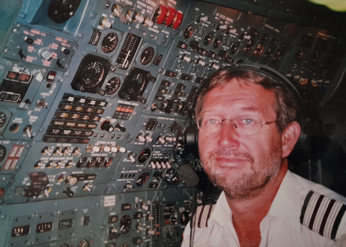 Warren Hazelby was a flight engineer on board Concorde. Here he is pictured with the complex panel he had to monitor on the flight deck.