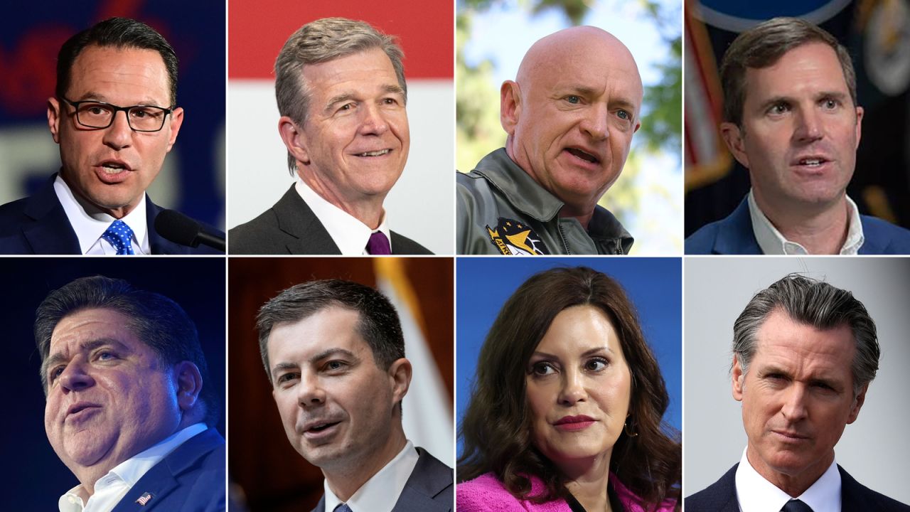 Pennsylvania Gov. Josh Shapiro, North Carolina Gov. Roy Cooper, Arizona Sen. Mark Kelly, Kentucky Gov. Andy Beshear, Illinois Gov. JB Pritzker, Secretary of Transportation Pete Buttigieg, Michigan Gov. Gretchen Whitmer and California Gov. Gavin Newsom.