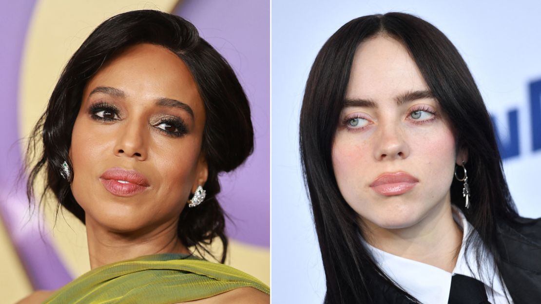 Kerry Washington, left, and Billie Eilish.