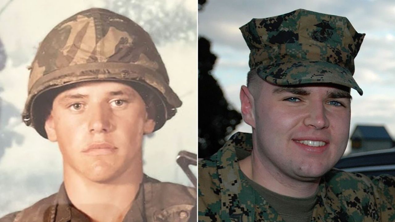 Tim Walz and JD Vance during their time in the military.