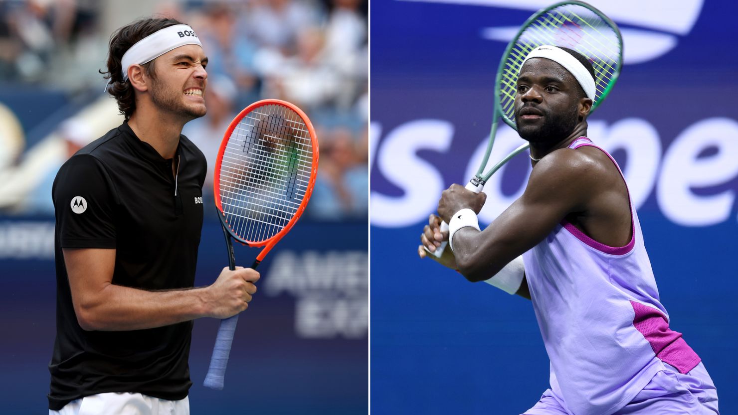 Taylor Fritz, left, will face off against Frances Tiafoe on Friday night and guaranteeing an American male will appear in the finals.