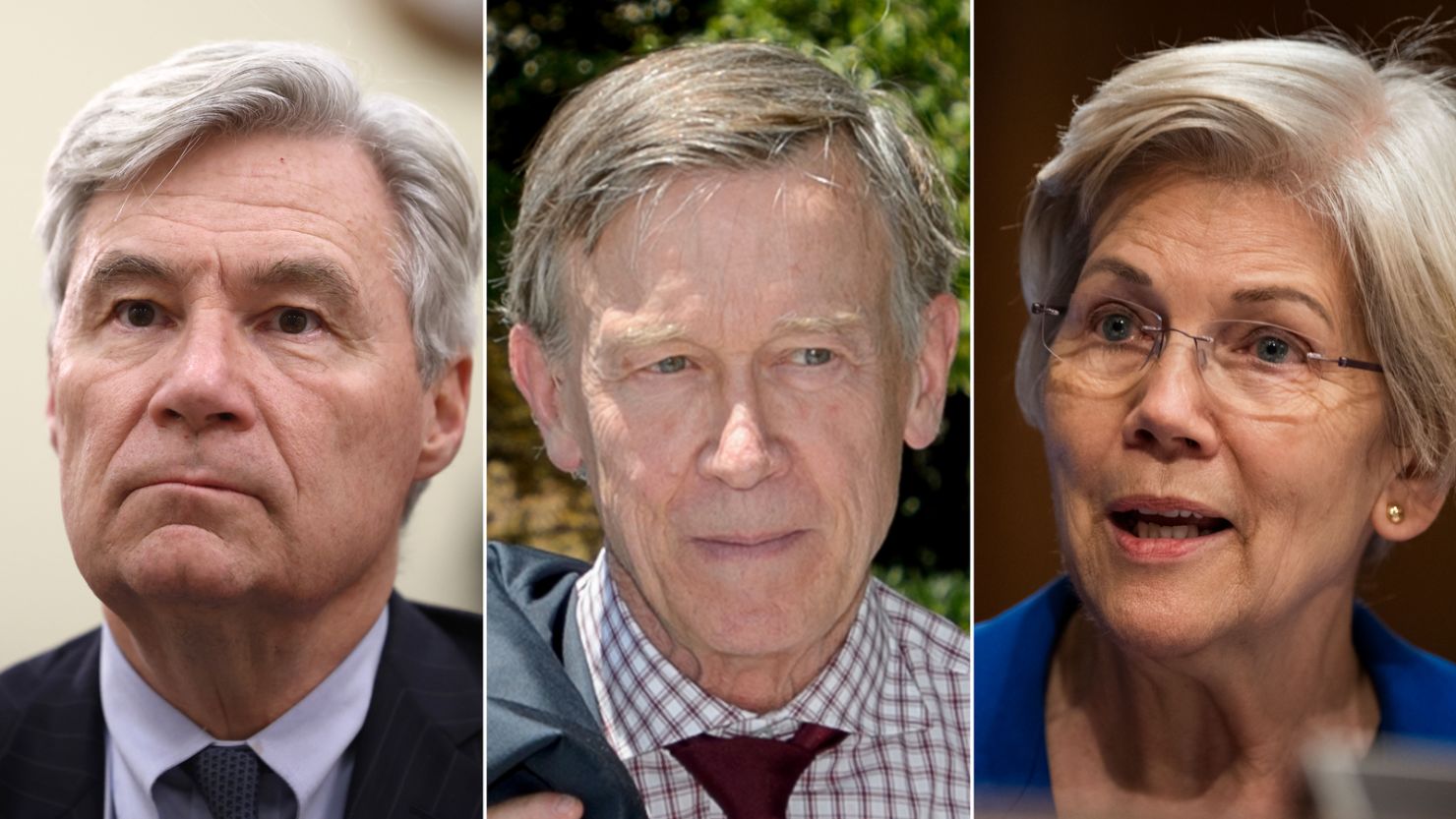 (L-R:) Senators Sheldon Whitehouse, John Hickenlooper and Elizabeth Warren wrote to Federal Reserve Chair Jerome Powell, calling for a dramatic interest rate cut.