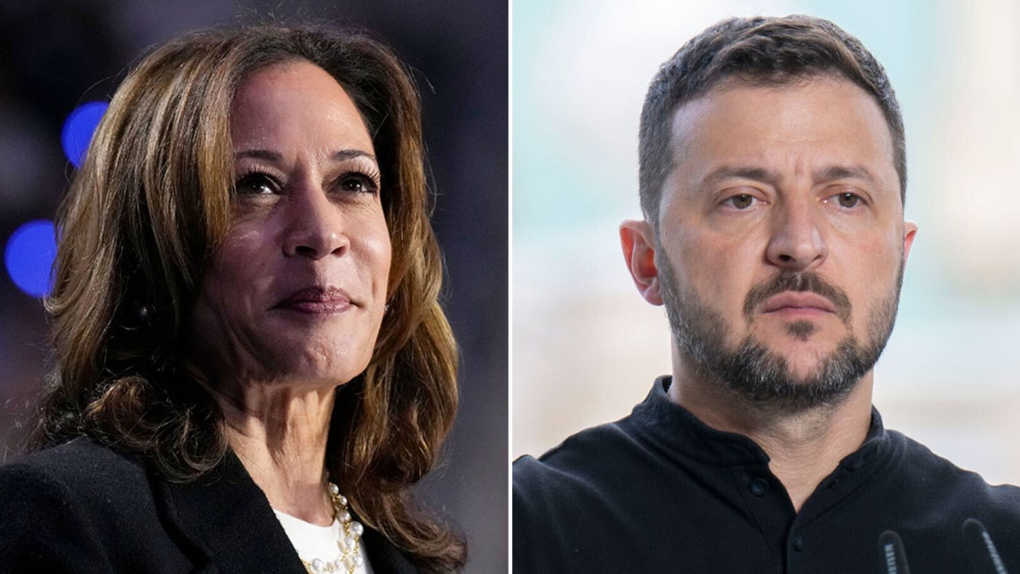 US Vice President Kamala Harris and Ukrainian President Volodymyr Zelensky.