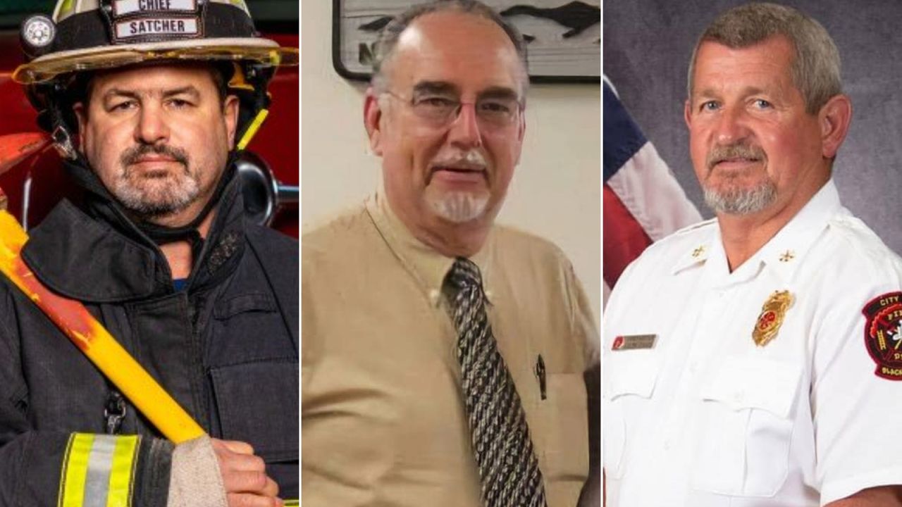 From left, Saluda County Fire Chief Chad Satcher, Jim Lau and Blackshear Assistant Fire Chief Vernon Leon Davis