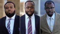 Demetrius Haley, Tadarrius Bean and Justin Smith are seen outside of the federal courthouse in Memphis, Tennessee.