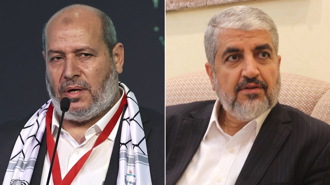 Potential successors to Yahya Sinwar include Khalil al-Hayya (left) and Khaled Mashal.