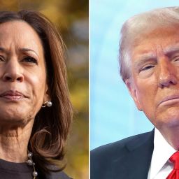 From left, Kamala Harris and Donald Trump.
