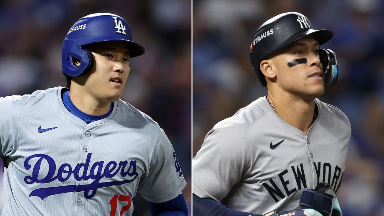 (L-R:) Dodgers' Shohei Ohtani, Yankees' Aaron Judge.