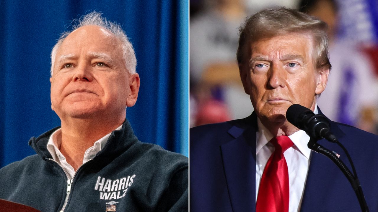 Minnesota Gov. Tim Walz and former President Donald Trump.