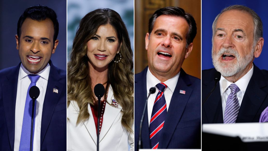 From left: Vivek Ramaswamy, Kristi Noem, John Ratcliffe and Mike Huckabee