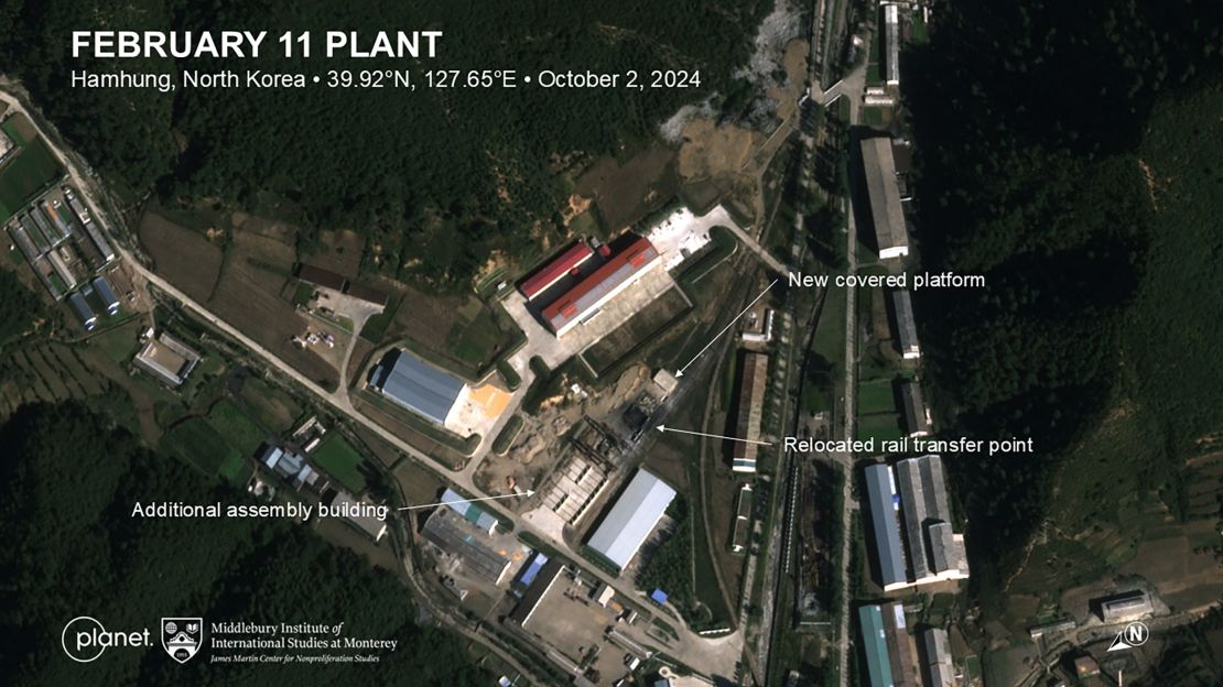 Satellite images indicate North Korea is building what appears to be a second building for the final assembly of missiles at the weapons factory in Hamhung.