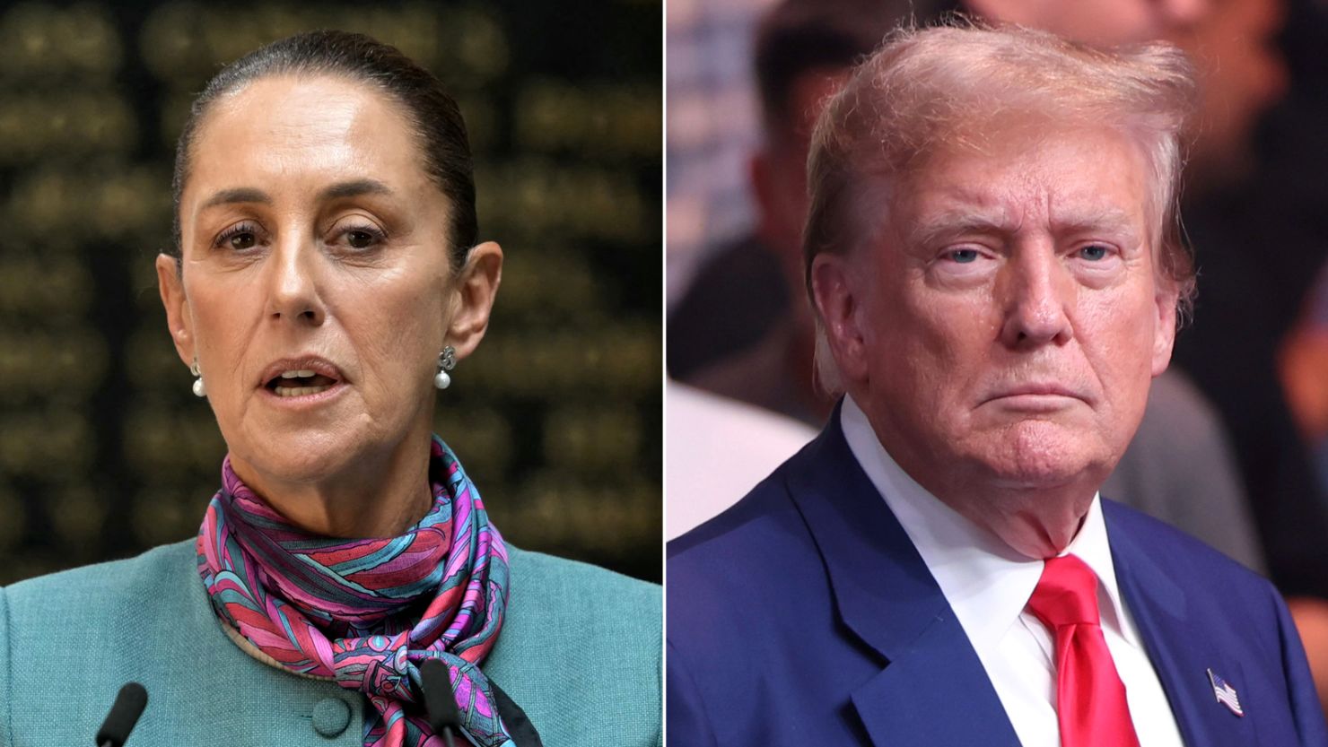 Mexican President Claudia Sheinbaum and President elect Donald Trump