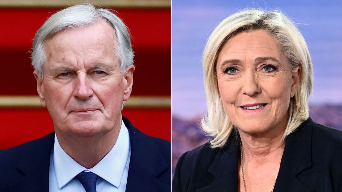 Le Pen (right) was instrumental in opposing Barnier from the right.