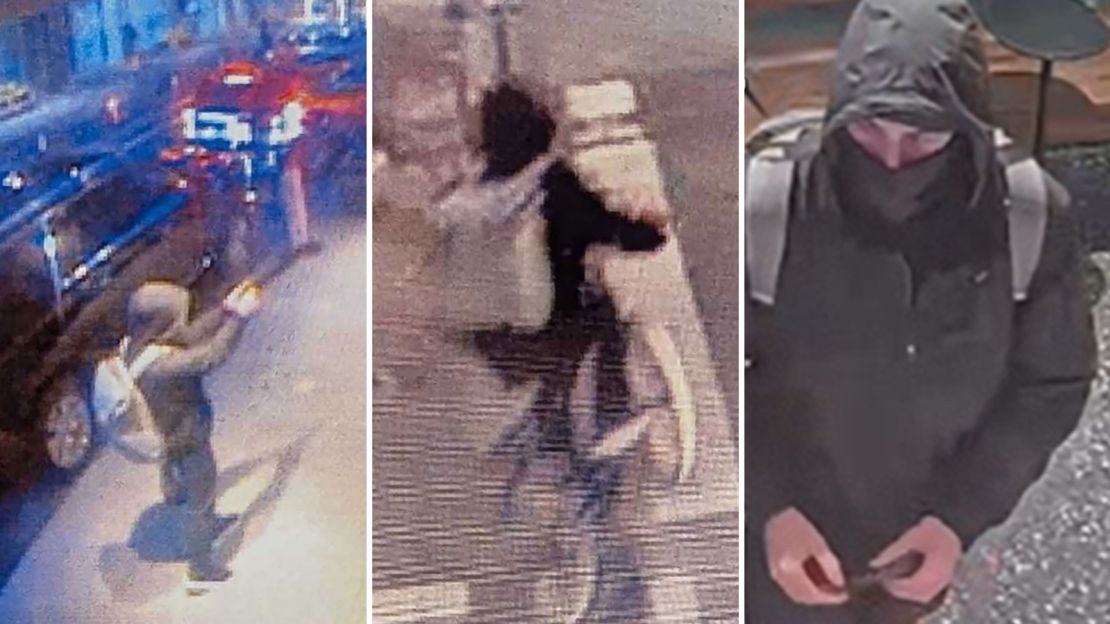 Three photos released by NYPD show the man believed to have shot UnitedHealthcare CEO Brian Thompson. The photos shows an assailant before they shoot, another shows the suspect using a bicycle and the third shows a frontal view of the suspected gunman.