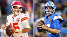 Patrick Mahomes (left) and the Kansas City Chiefs and Jared Goff (right) and the Detroit Lions have booked their spot in the 2024 NFL playoffs.