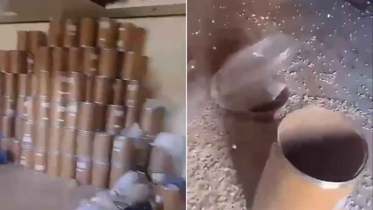 Screengrabs taken from a video posted to social media on December 11 show a facility where captagon was produced in Syria.