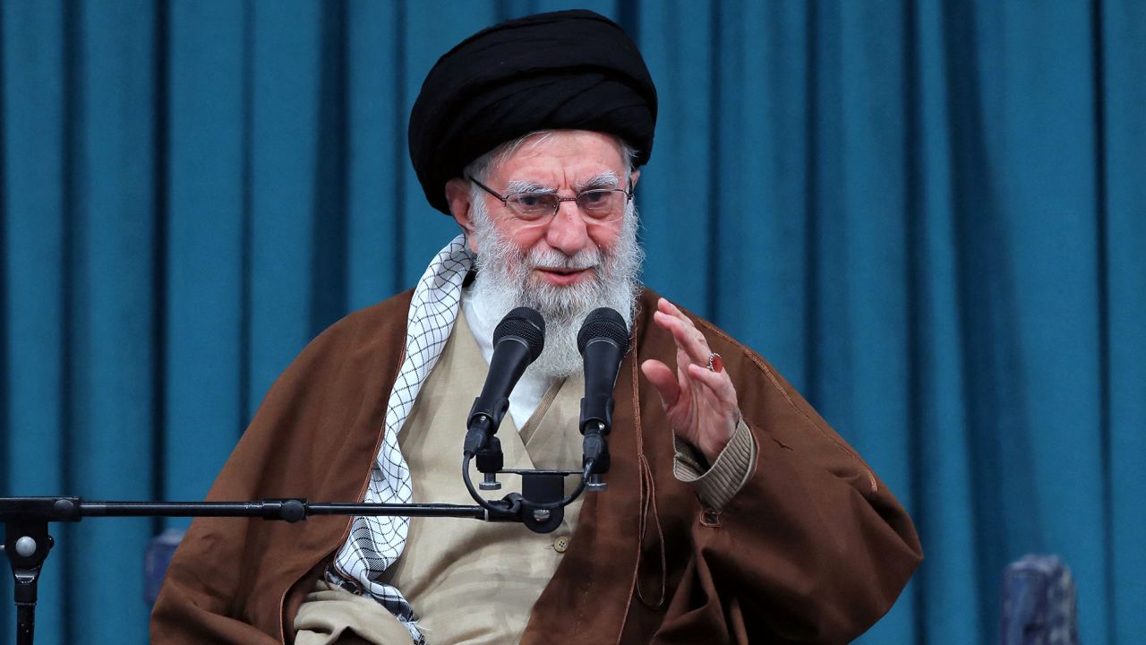 Iran's Supreme Leader Ayatollah Ali Khamenei speaks during a meeting ahead of the fifth anniversary of Iran's slain Revolutionary Guards commander Qasem Soleimani, killed in a U.S. strike in Baghdad, in Tehran, Iran, on January 1, 2025.