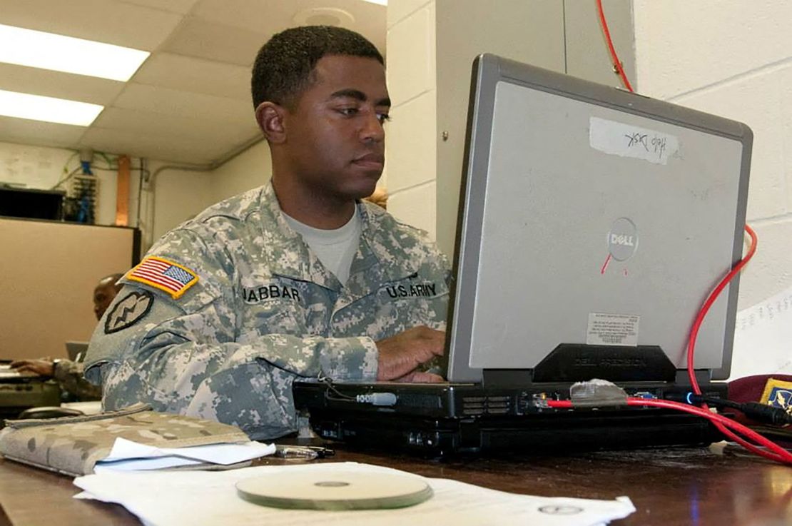 Shamsud-Din Jabbar works at Fort Johnson (formerly Fort Polk), Louisiana, on November 16, 2013.