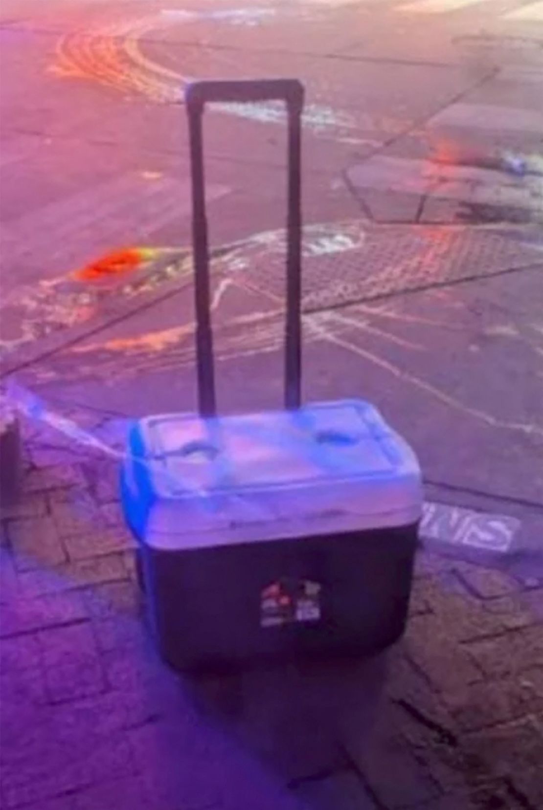 One of the coolers containing an improvised explosive device (IED) placed in the French Quarter by Shamsud-Din Jabbar is seen in this image from the FBI.