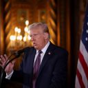 U.S. President-elect Donald Trump makes remarks at Mar-a-Lago in Palm Beach, Florida, U.S. January 7, 2025. REUTERS/Carlos Barria