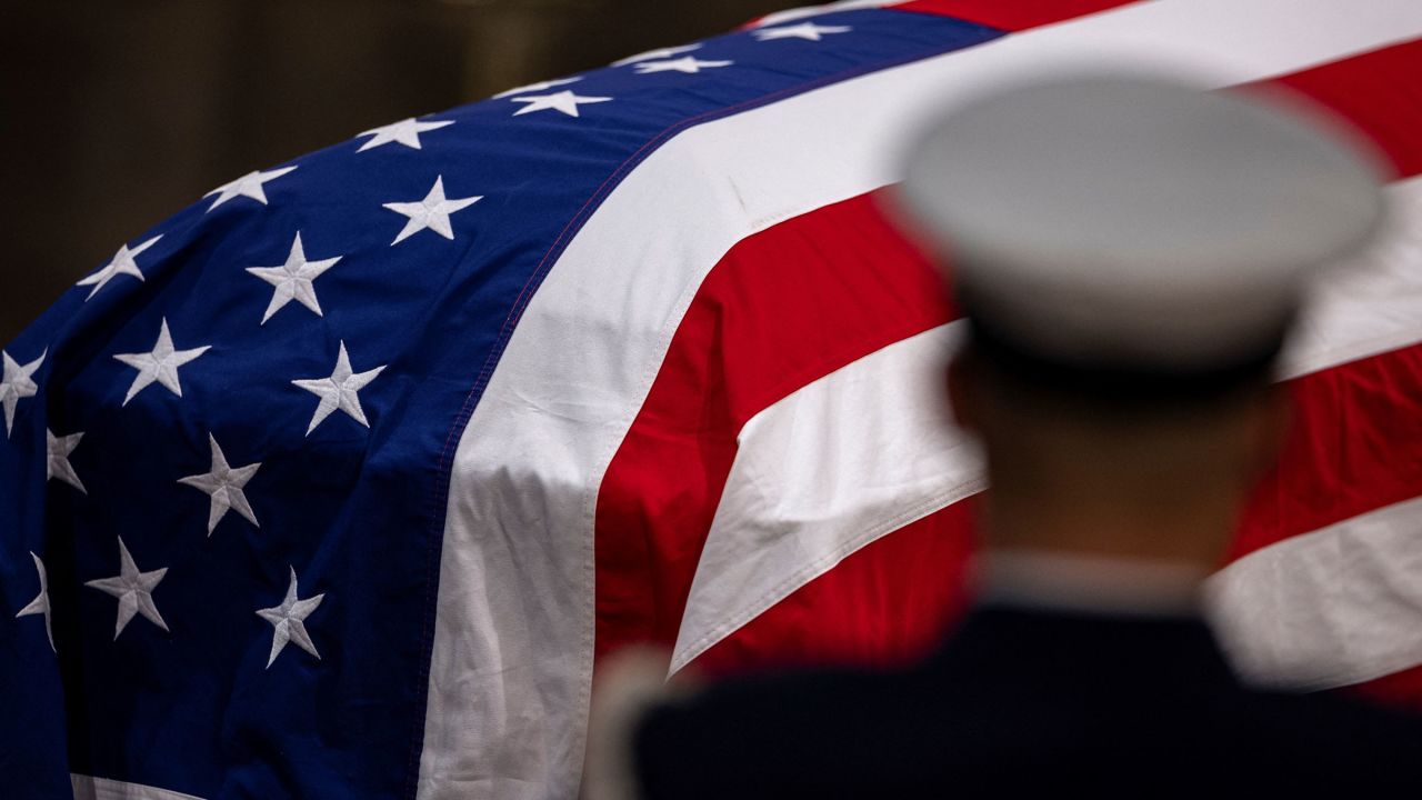 The casket of Jimmy Carter, the former U.S. president who died on December 29 at the age of 100, lies in state at the U.S. Capitol building in Washington, U.S. January 8, 2025. REUTERS/Marko Djurica