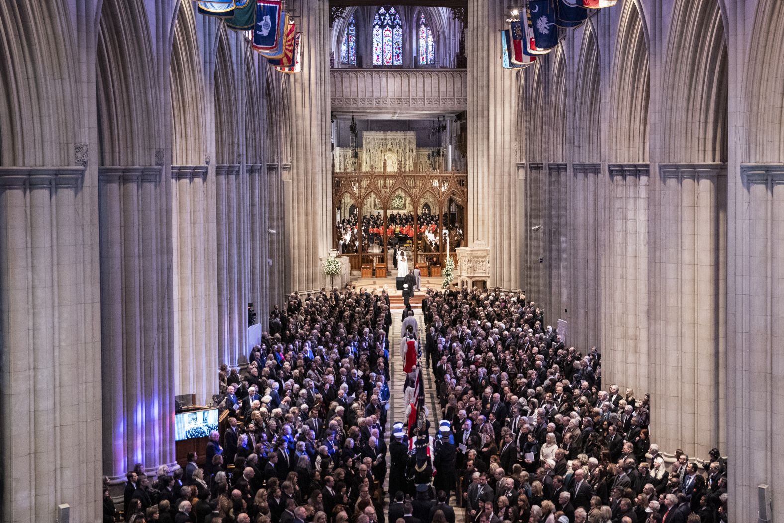 Carter’s casket was carried to the front of the cathedral as the Rev. Andrew Young, former US ambassador to the United Nations, read from scripture.