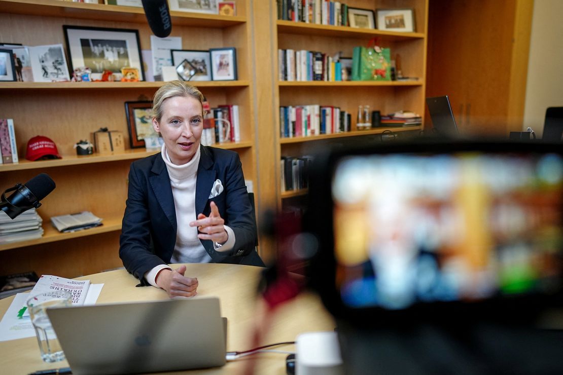 Alice Weidel, the co-leader of Germany’s far-right AfD party, takes part in an interview with Musk that was live-streamed on X earlier this month.