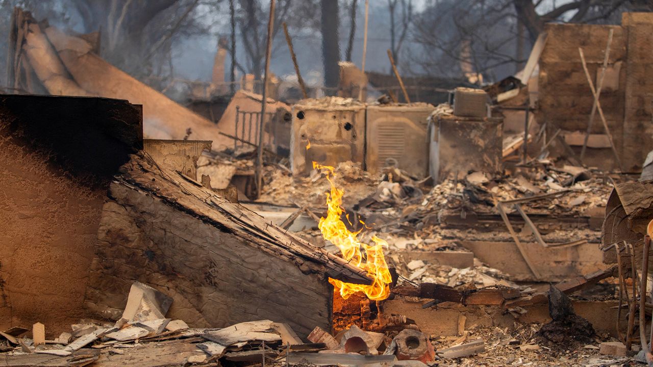 A burnt home is seen as the wildfires burn in the Los Angeles area, at the Eaton Fire in Altadena, California, U.S. January 9, 2025.