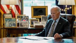 U.S. President Joe Biden attends a briefing on the federal response to the wildfires across Los Angeles, in the Oval Office at the White House in Washington, U.S., January 10, 2025.