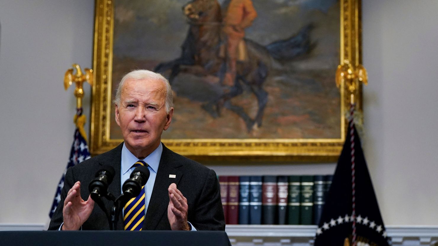 President Joe Biden speaks from the Roosevelt Room at the White House in Washington, DC, on January 10, 2025.