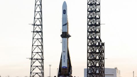 A Blue Origin New Glenn rocket stands ready for its inaugural launch at the Cape Canaveral Space Force Station in Cape Canaveral, Florida, U.S., January 10, 2025. REUTERS/Joe Skipper