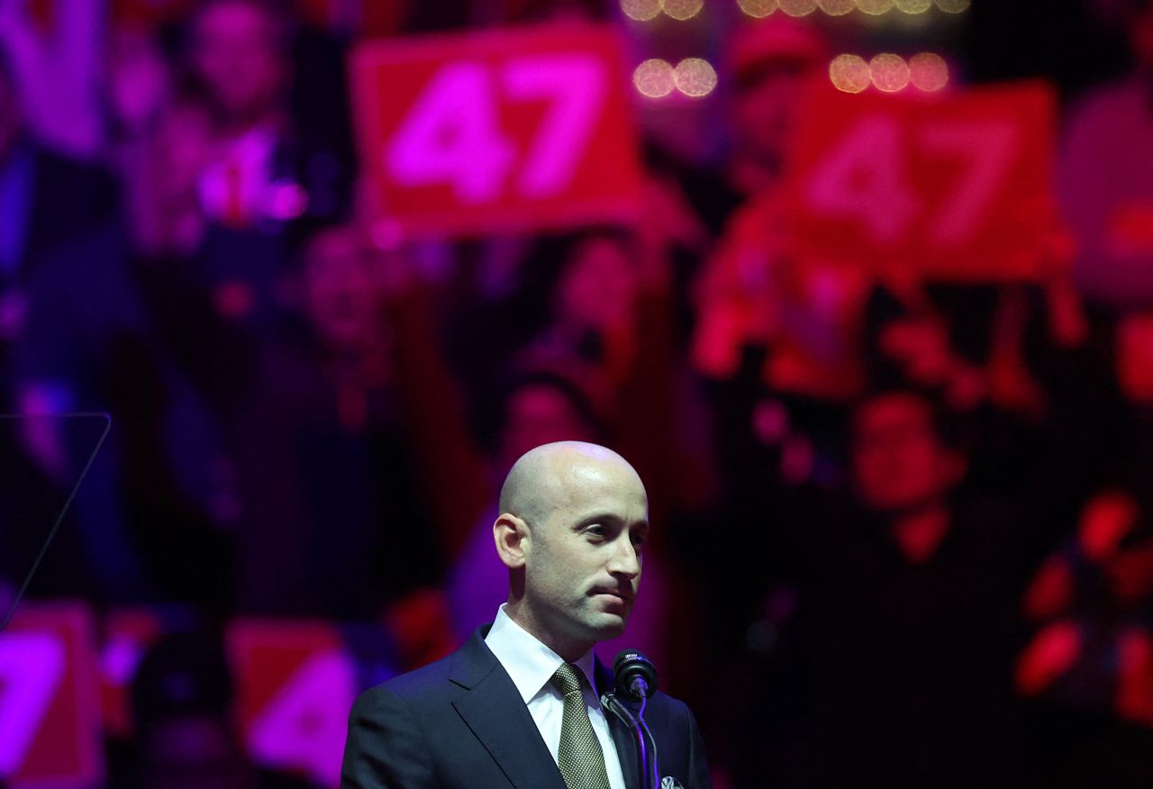 Stephen Miller attends a rally for President-elect Donald Trump in Washington, DC, on Sunday.