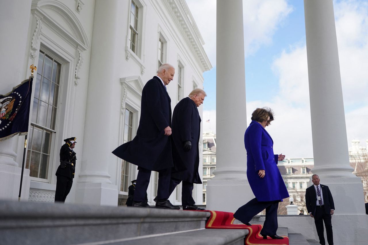 President Joe Biden and President-elect Donald Trump depart the White House in Washington, DC on Monday.