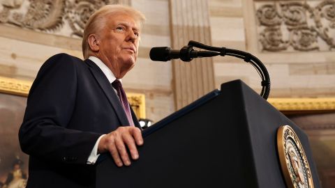 WASHINGTON, DC - JANUARY 20: U.S. President Donald Trump speaks during inauguration ceremonies in the Rotunda of the U.S. Capitol on January 20, 2025 in Washington, DC. Donald Trump takes office for his second term as the 47th president of the United States.