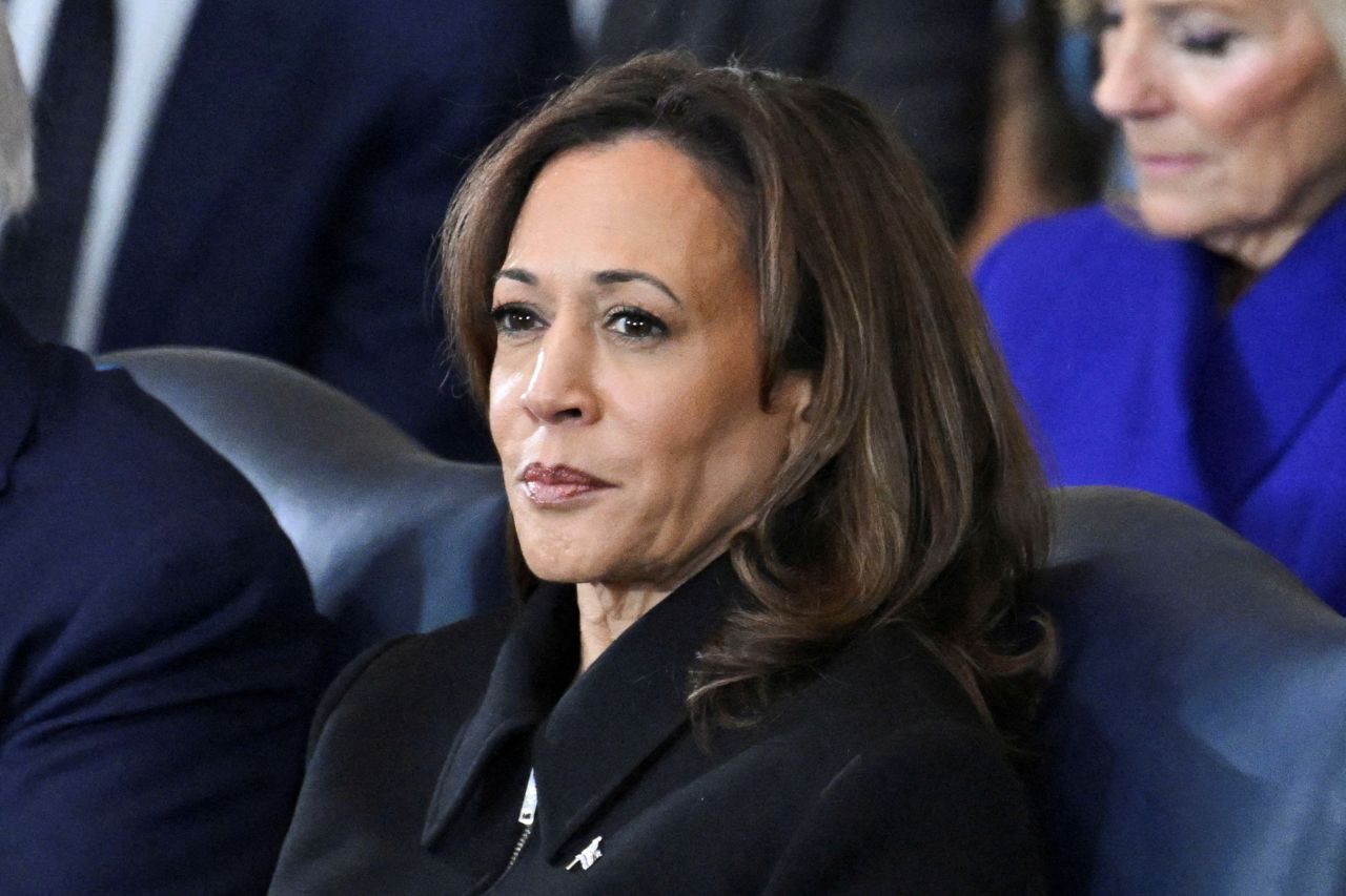 Kamala Harris attends Donald Trump's inauguration ceremony in the Capitol Rotunda in Washington, DC on Monday.